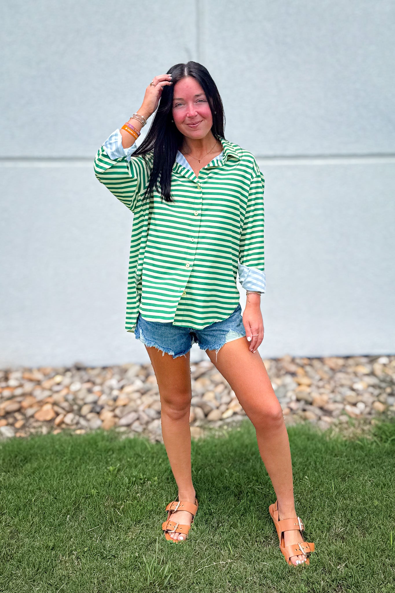 Emerald Striped Button Down