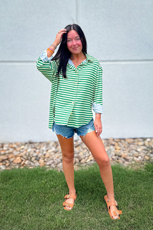 Emerald Striped Button Down