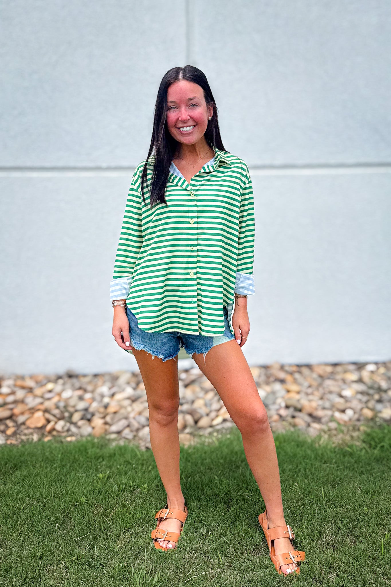 Emerald Striped Button Down