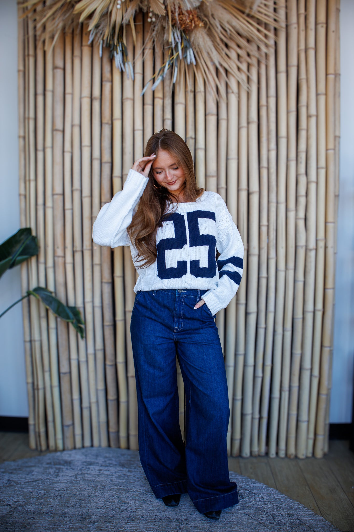 Lucky Number Cable Knit Sweater