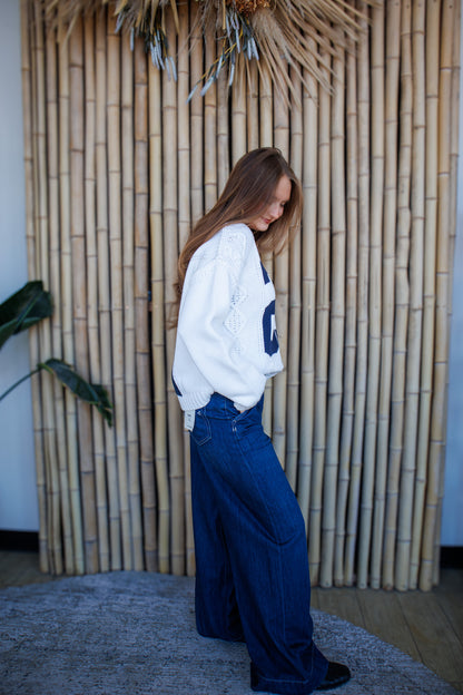 Lucky Number Cable Knit Sweater
