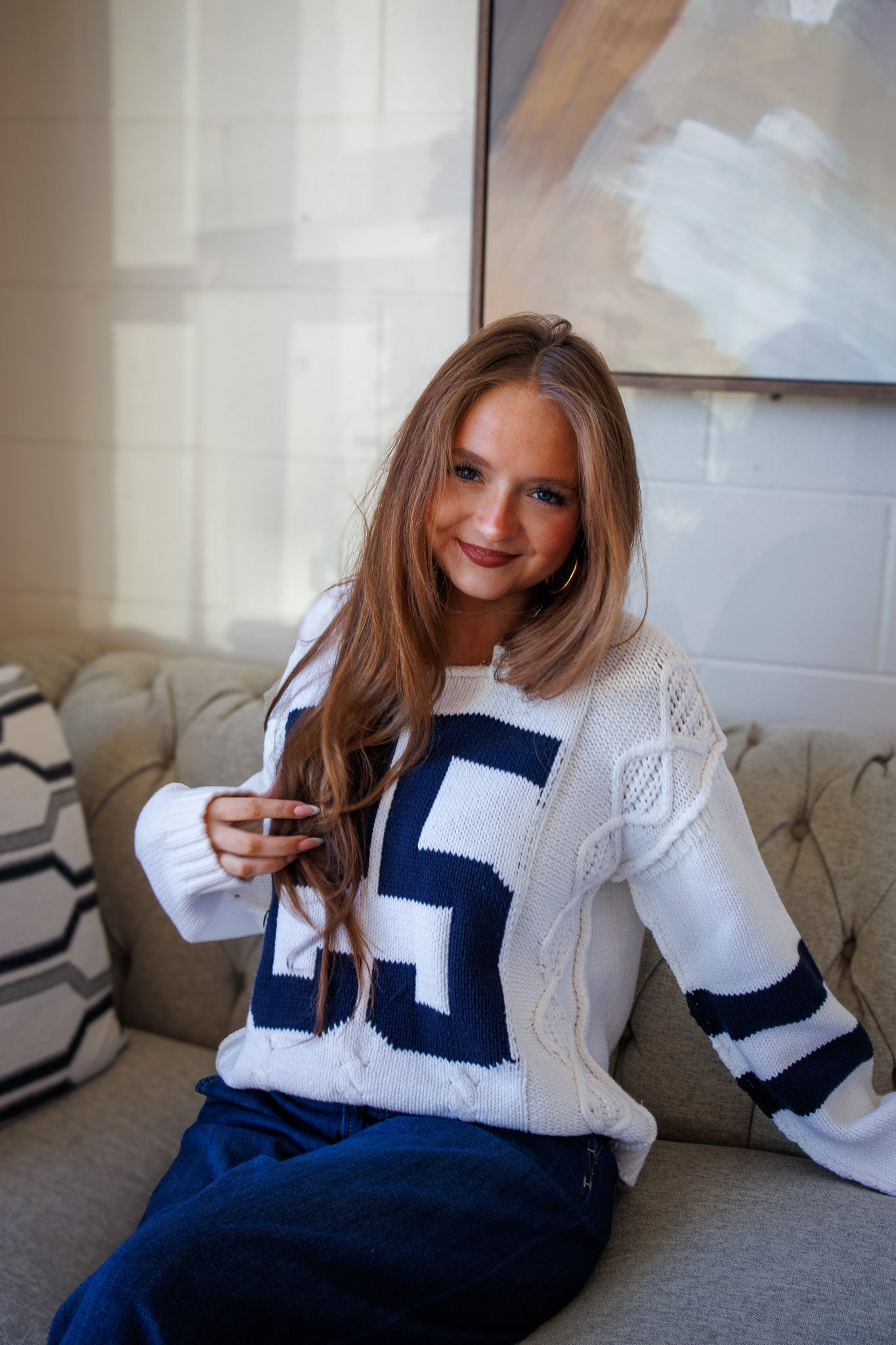 Lucky Number Cable Knit Sweater