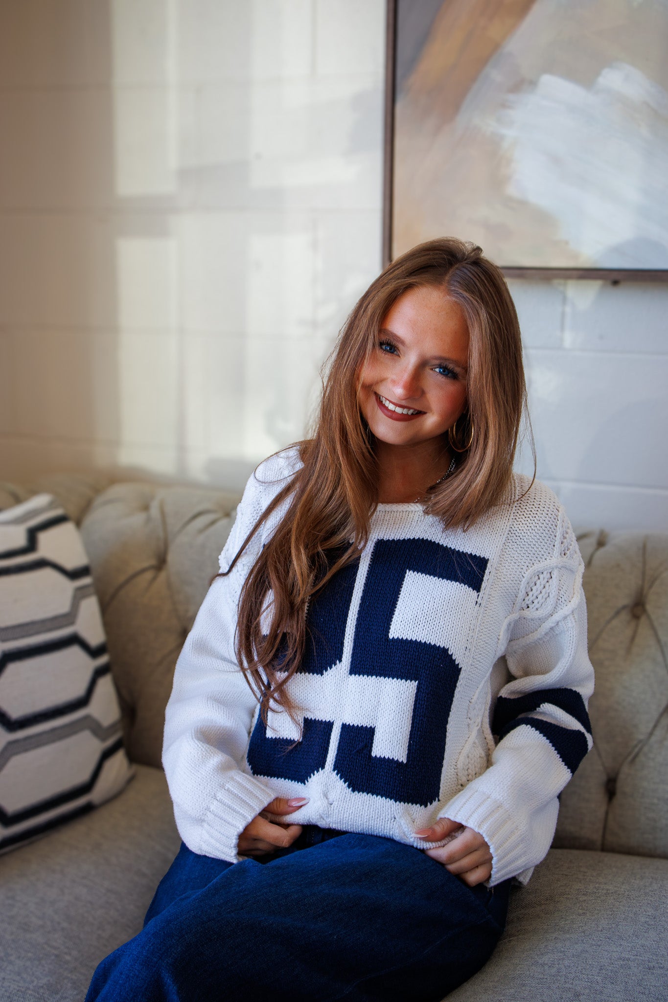 Lucky Number Cable Knit Sweater