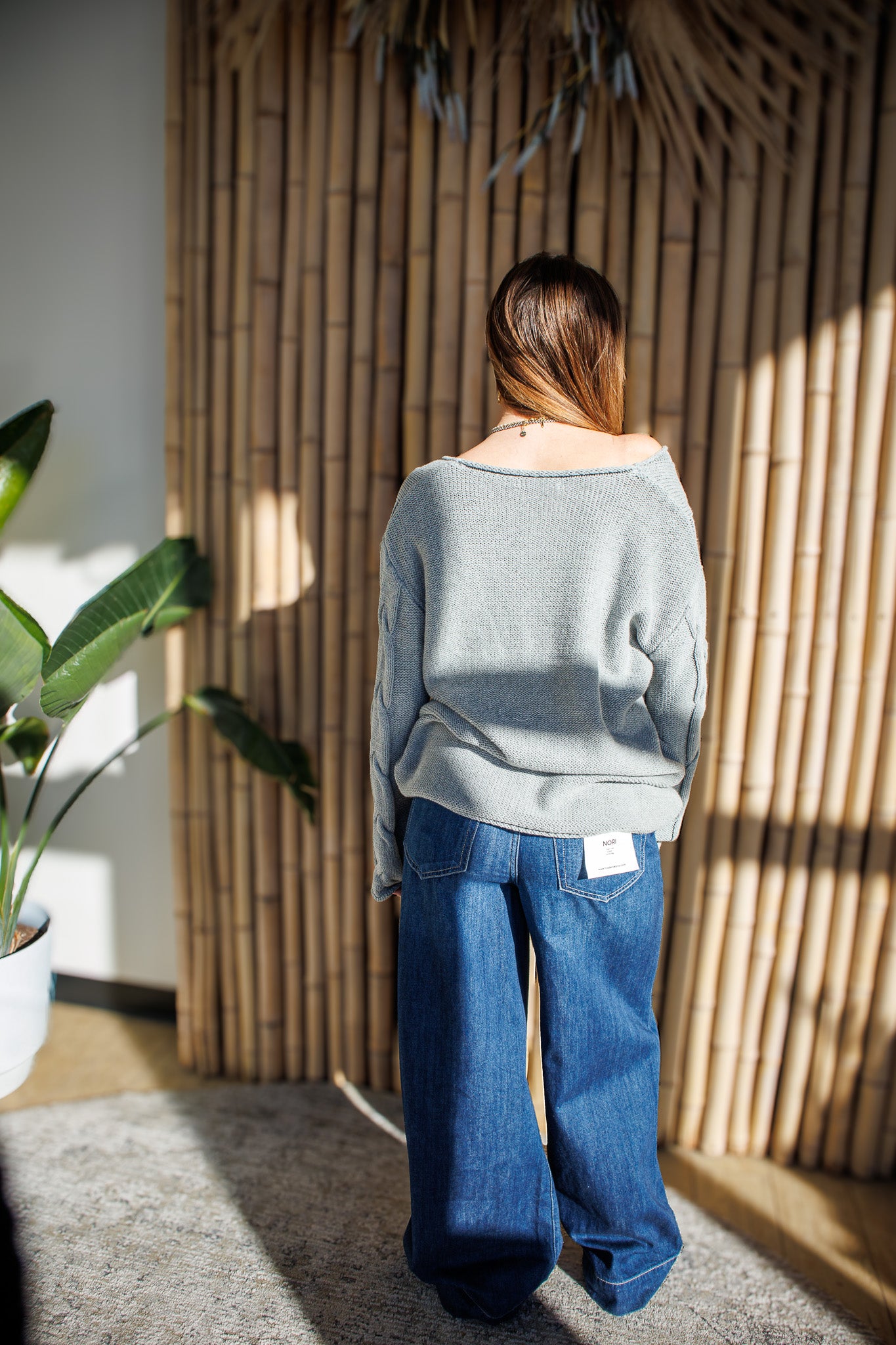 Tilly Oversized V Neck Cable Sweater - GRAY