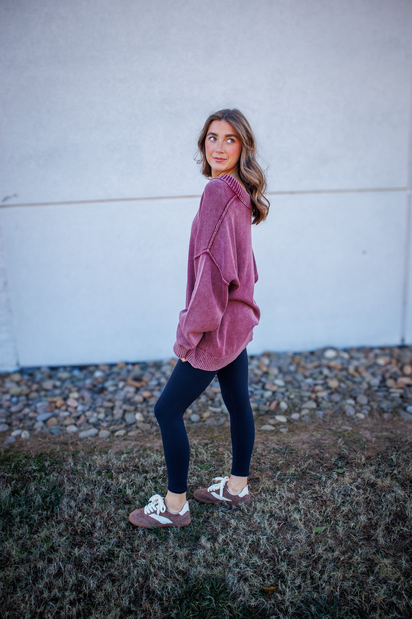 Soft Season V-Neck Sweater - BURGUNDY