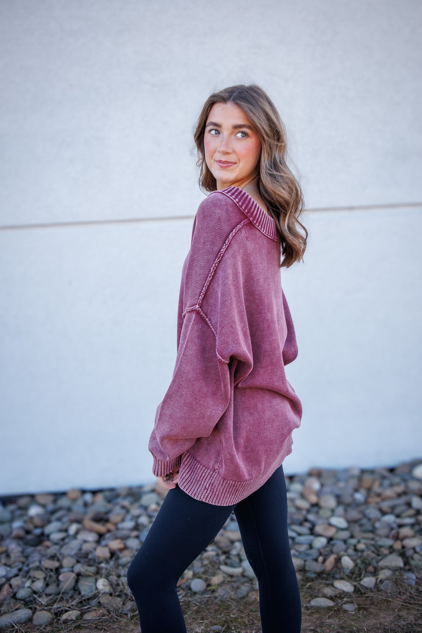 Soft Season V-Neck Sweater - BURGUNDY