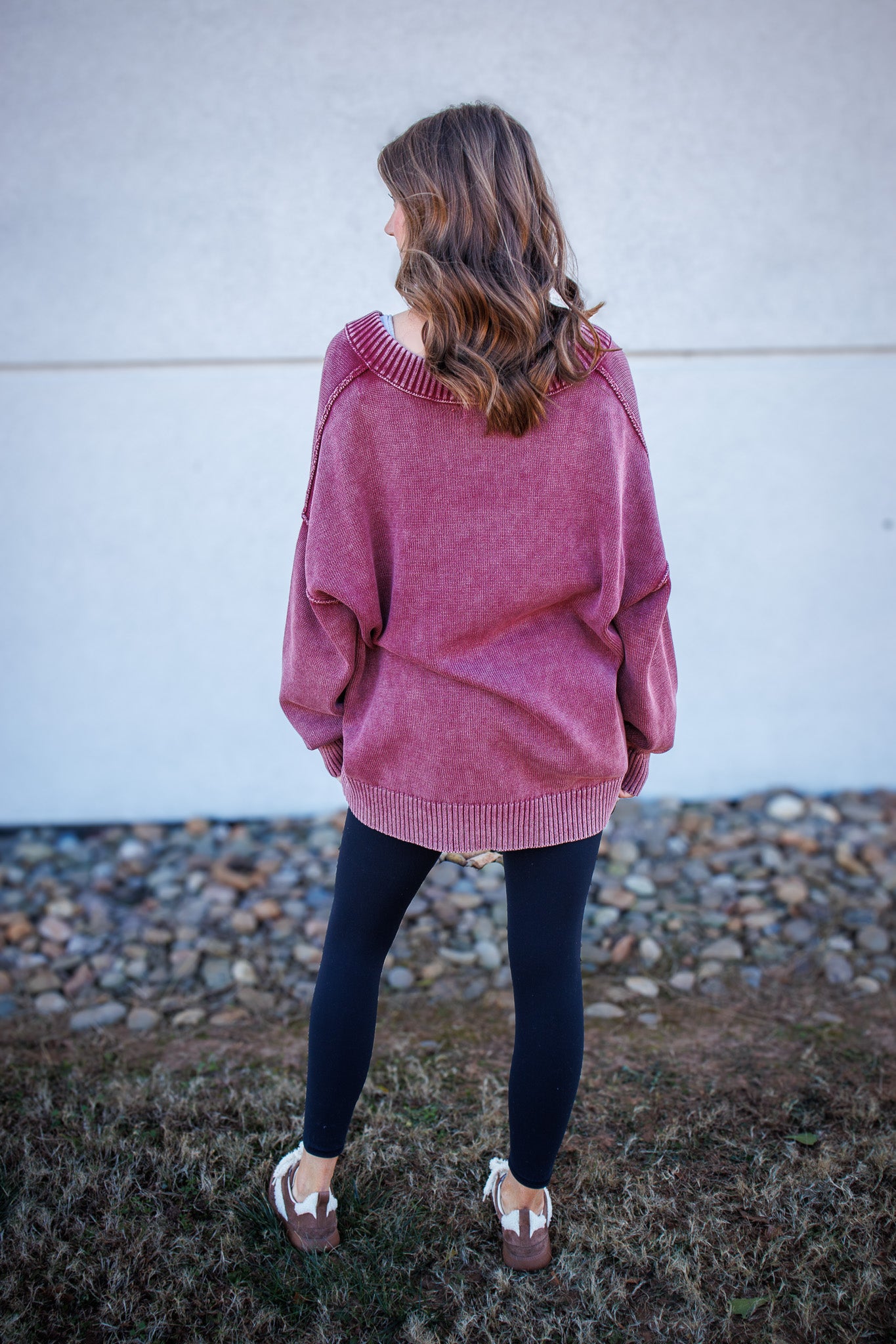 Soft Season V-Neck Sweater - BURGUNDY