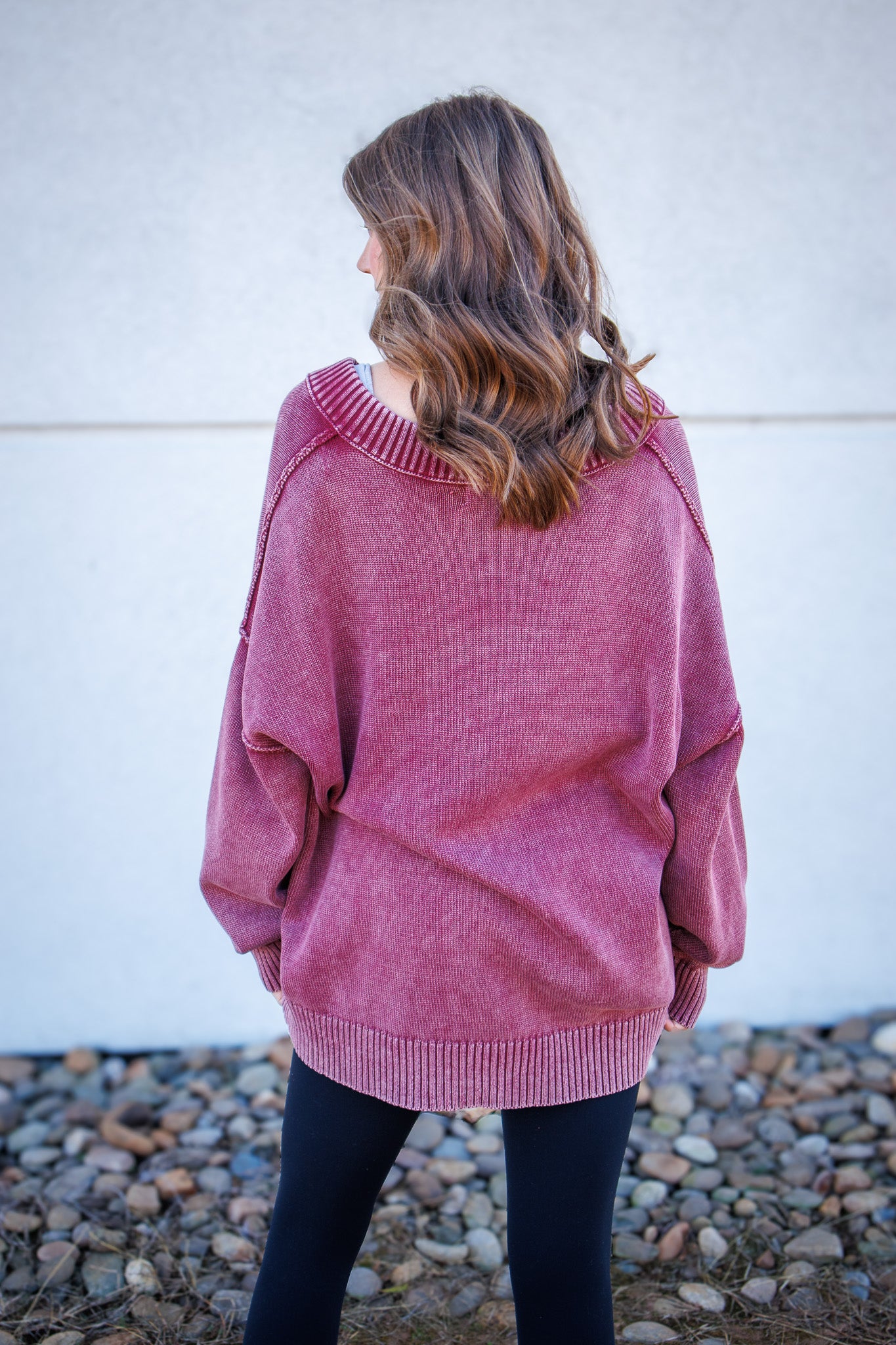 Soft Season V-Neck Sweater - BURGUNDY