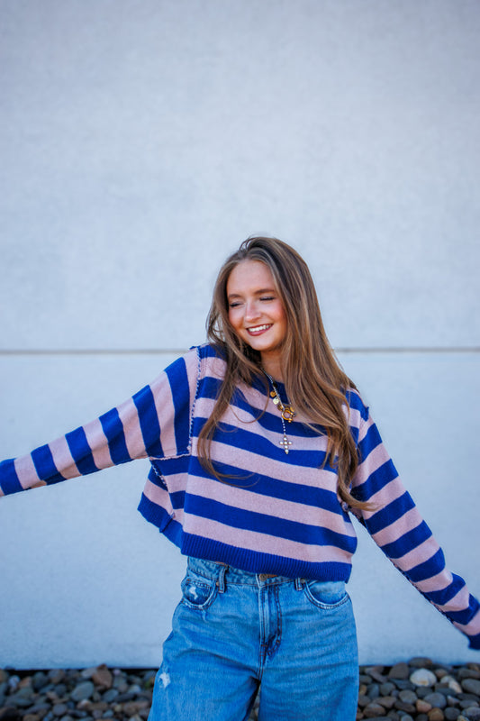 Blue Blush Stripe Sweater