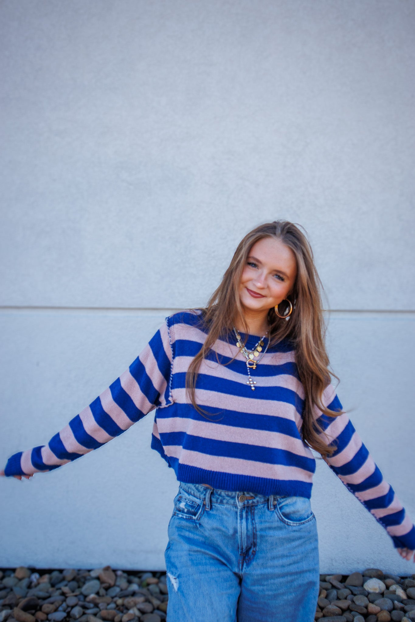 Blue Blush Stripe Sweater