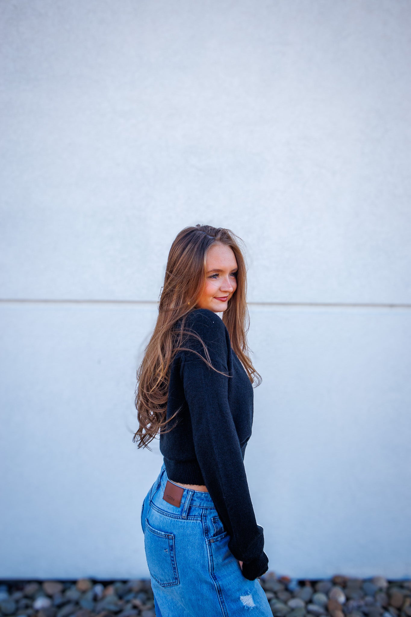 Cross Front Banded V-Neck Sweater - BLACK