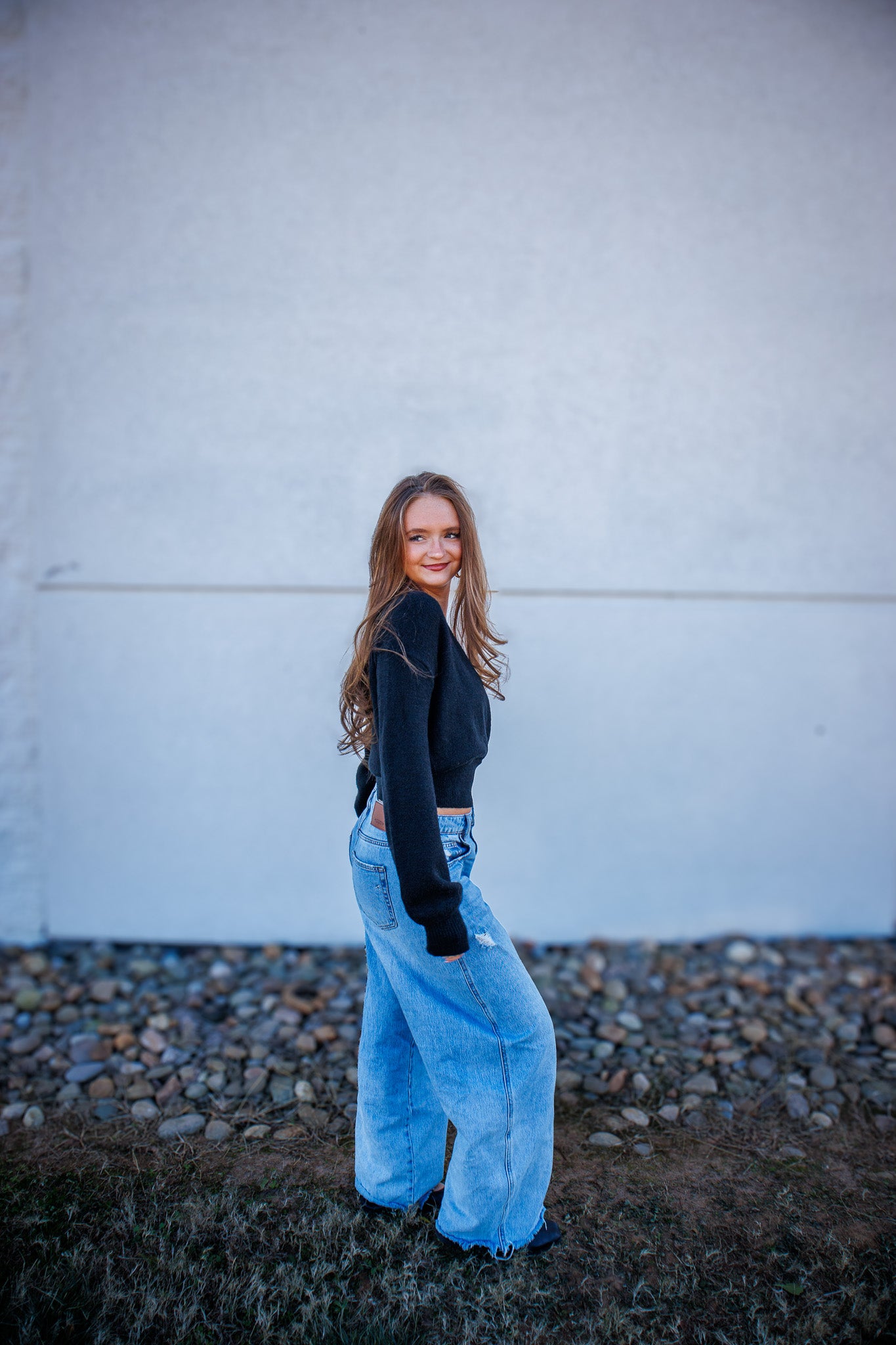 Cross Front Banded V-Neck Sweater - BLACK