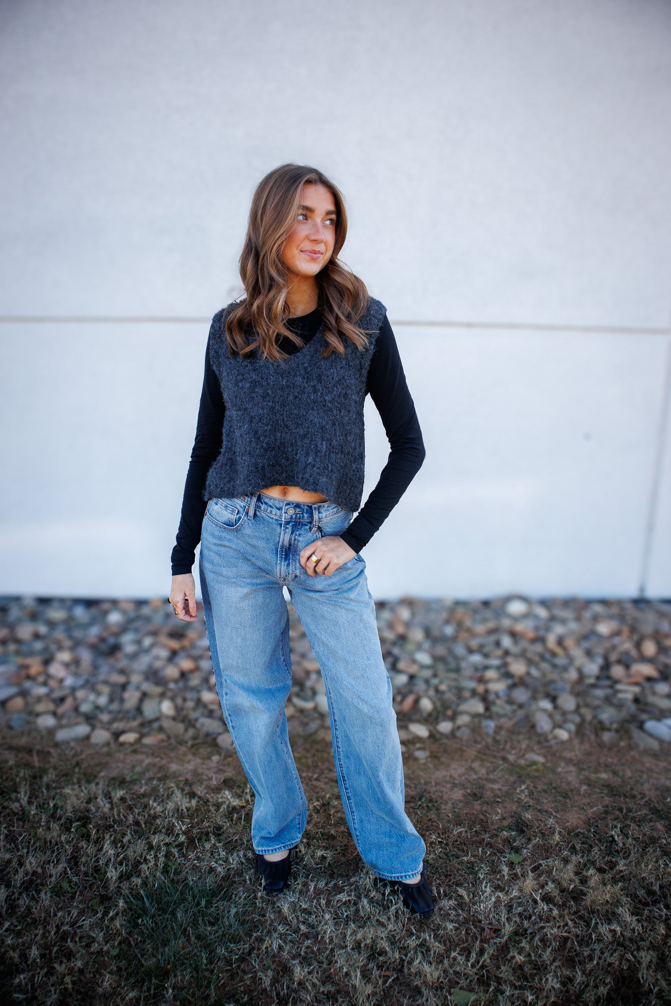 Charcoal Brushed Sweater Vest