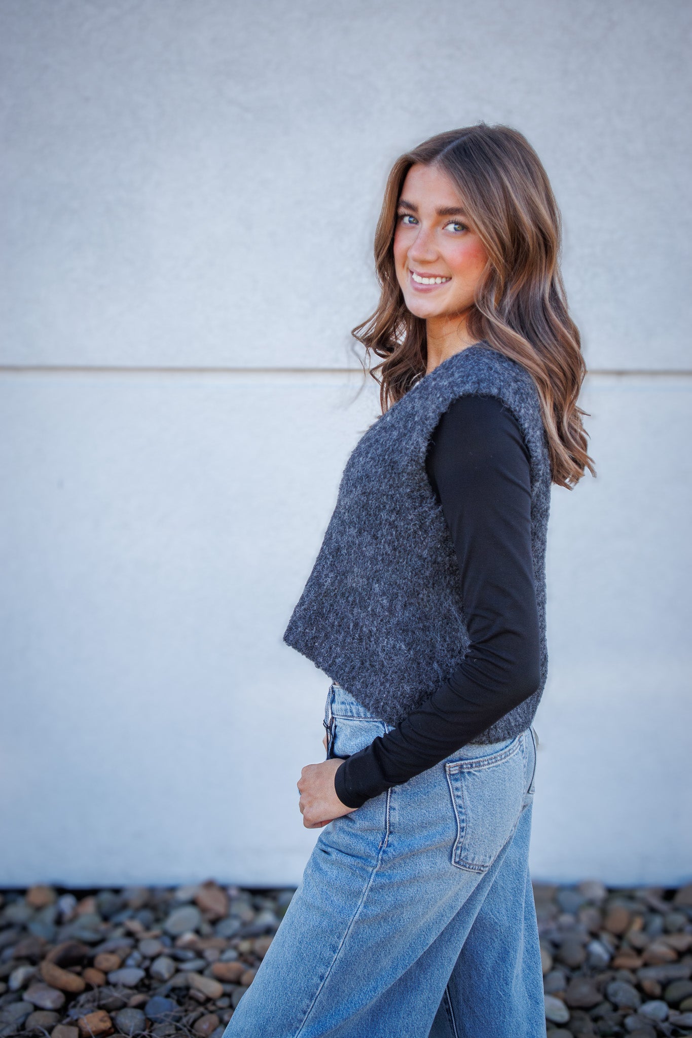 Charcoal Brushed Sweater Vest
