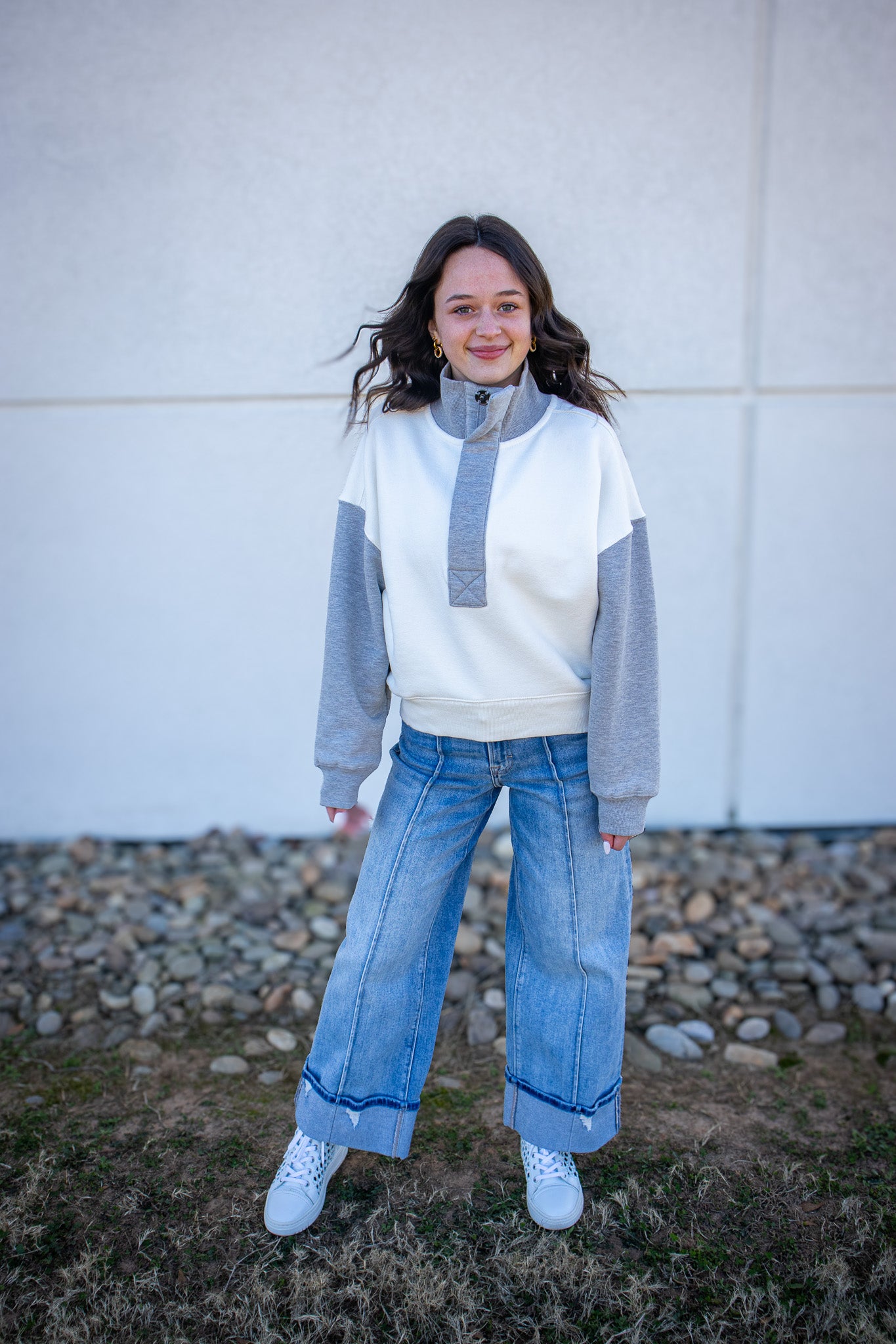 Free People - Timeless Colorblock Pullover - HEATHER GREY COMBO