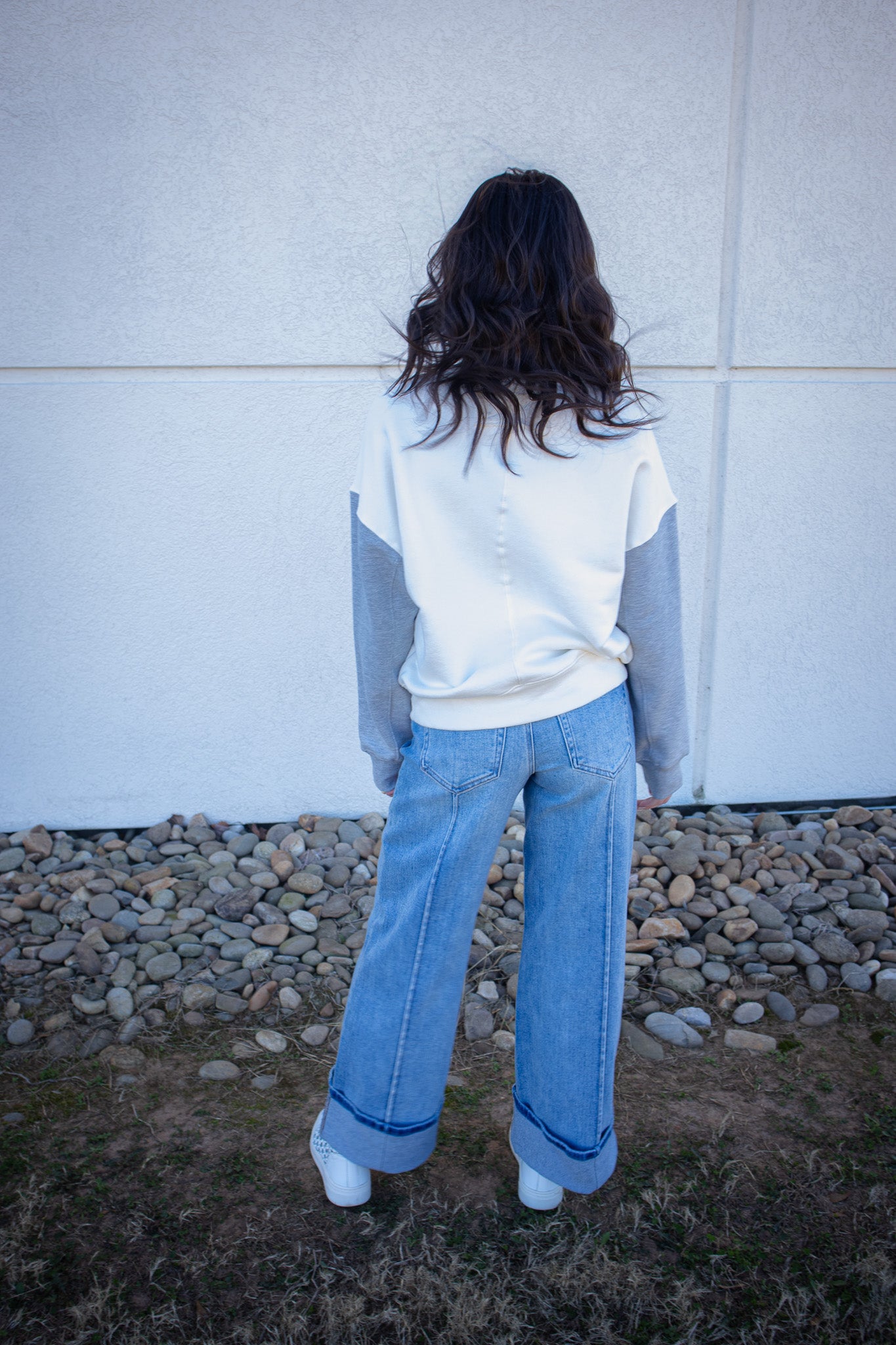 Free People - Timeless Colorblock Pullover - HEATHER GREY COMBO
