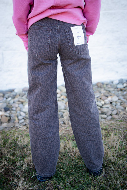 Hidden - Logan High Rise Cheetah Print Dad Jeans