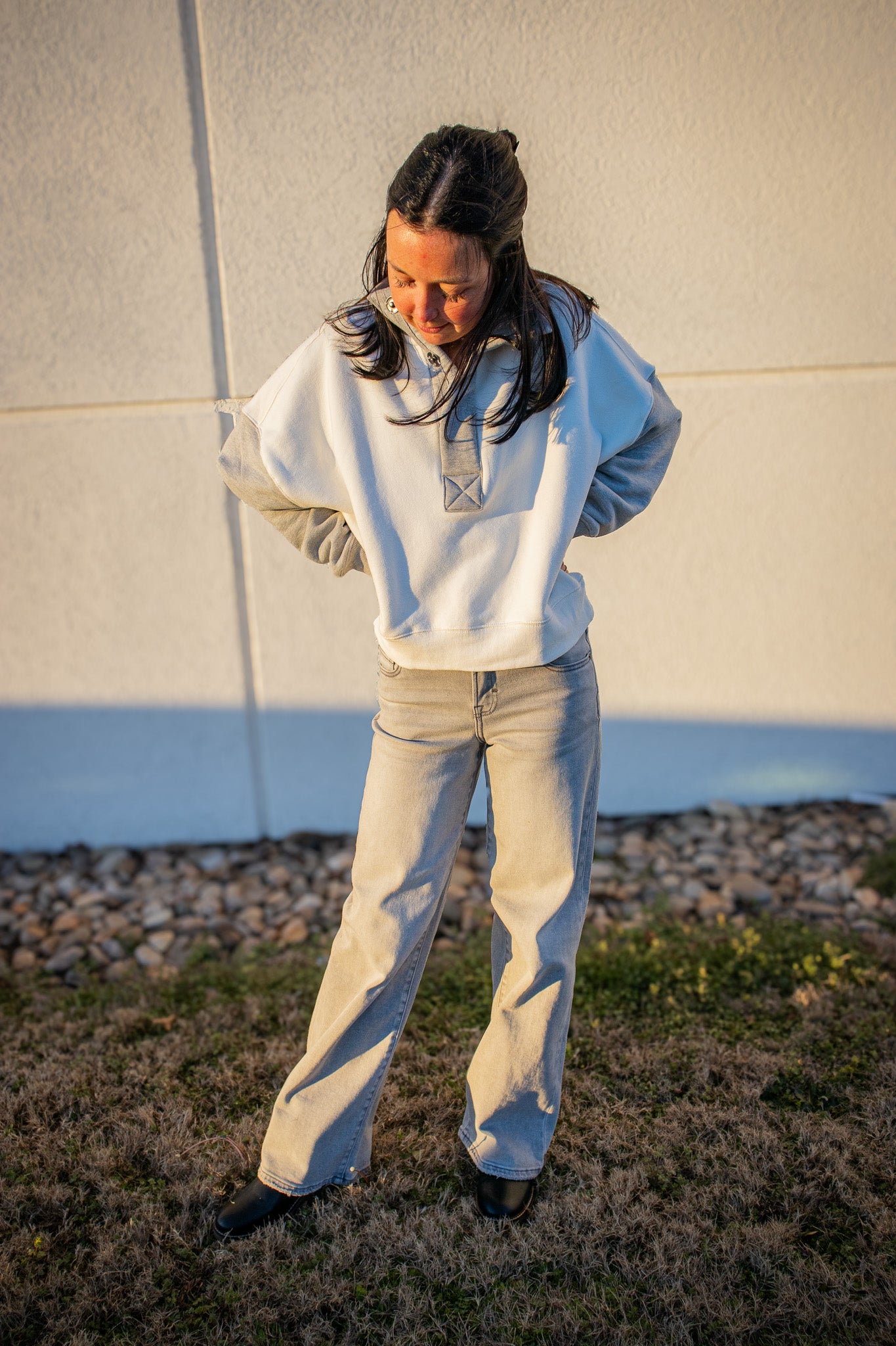 Free People - Timeless Colorblock Pullover - HEATHER GREY COMBO