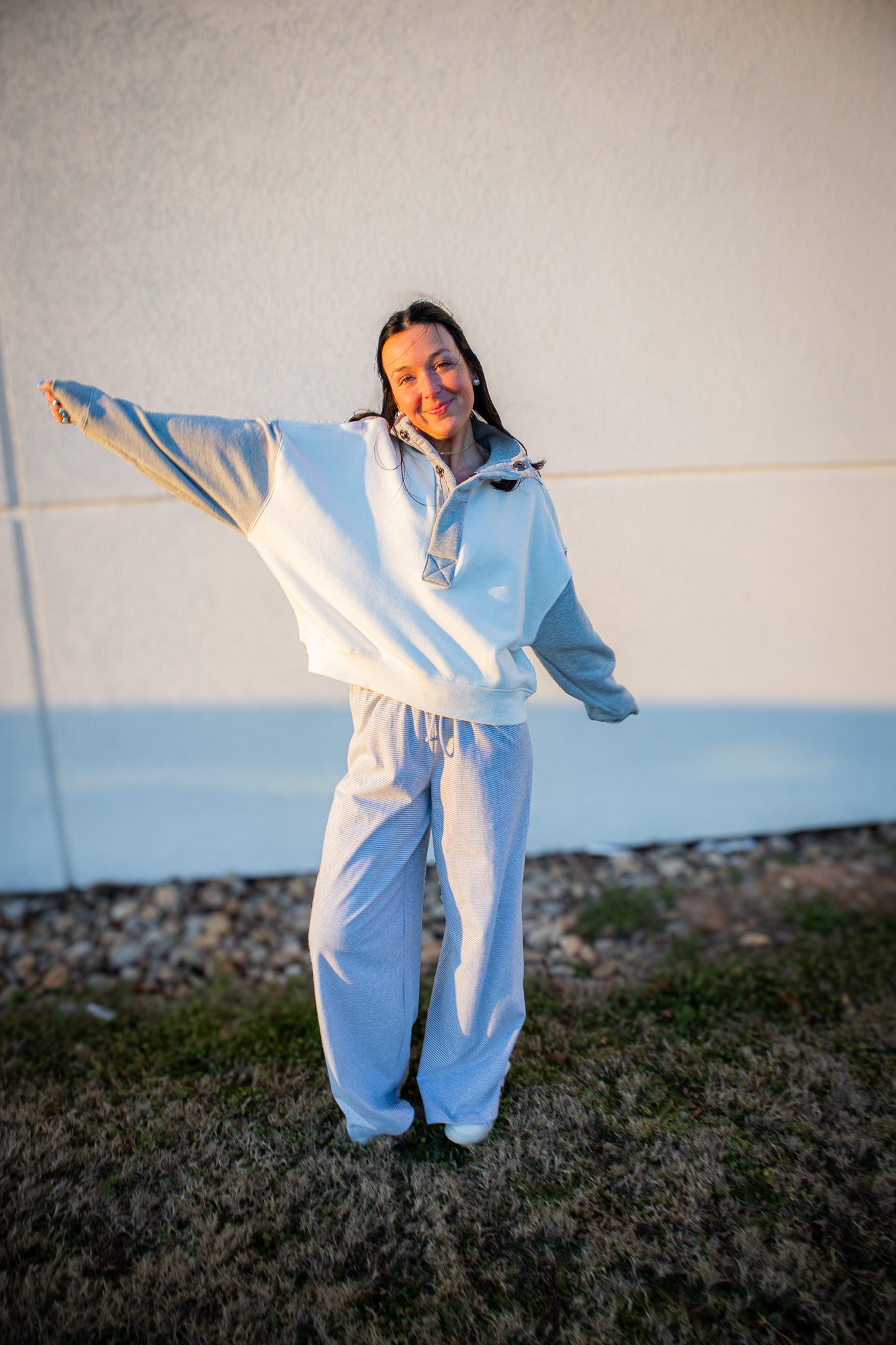 Free People - Timeless Colorblock Pullover - HEATHER GREY COMBO