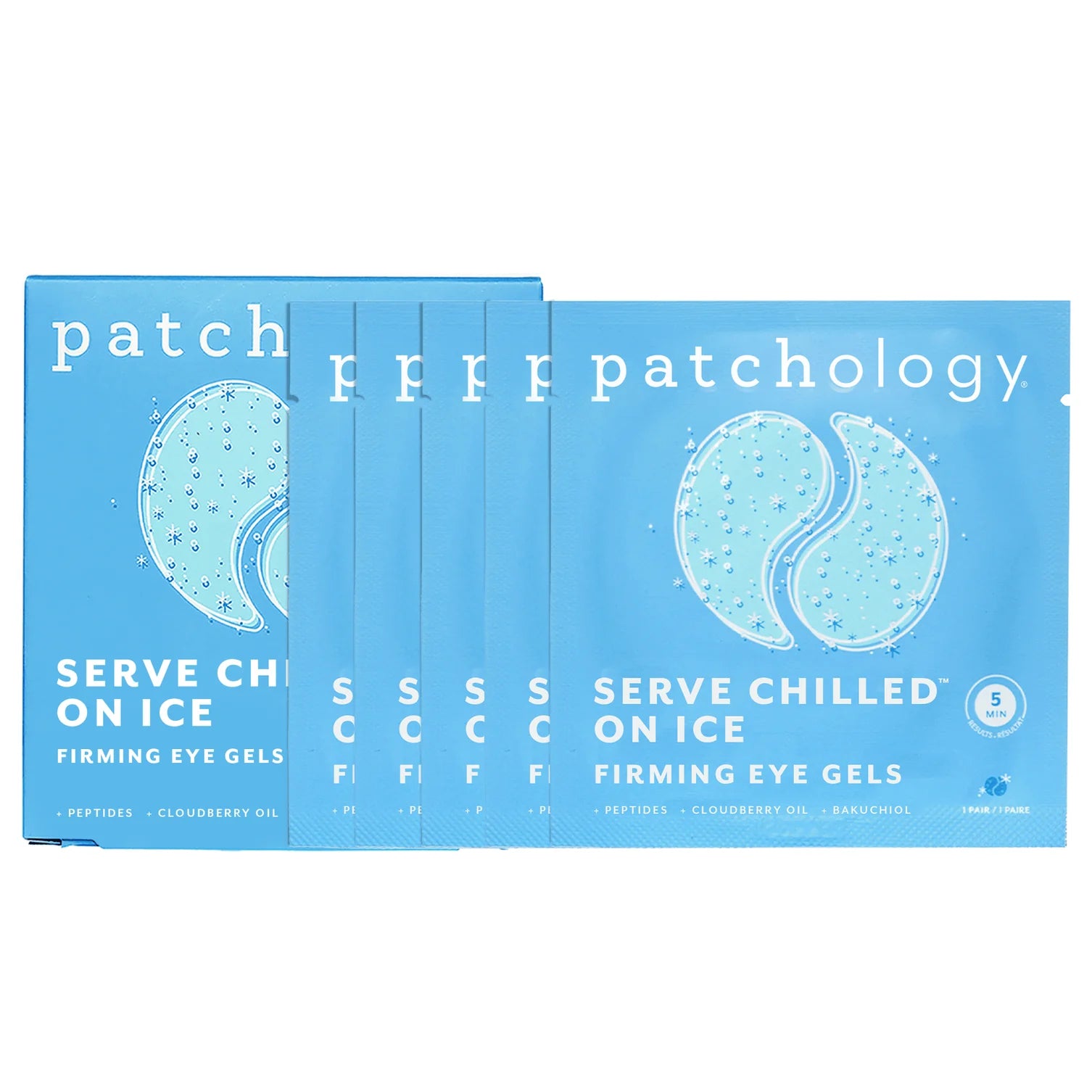Patchology Serve Chilled On Ice cooling eye gels with purple under eye patches, hydrating eye masks for puffiness, tired eyes, and brightening skincare.