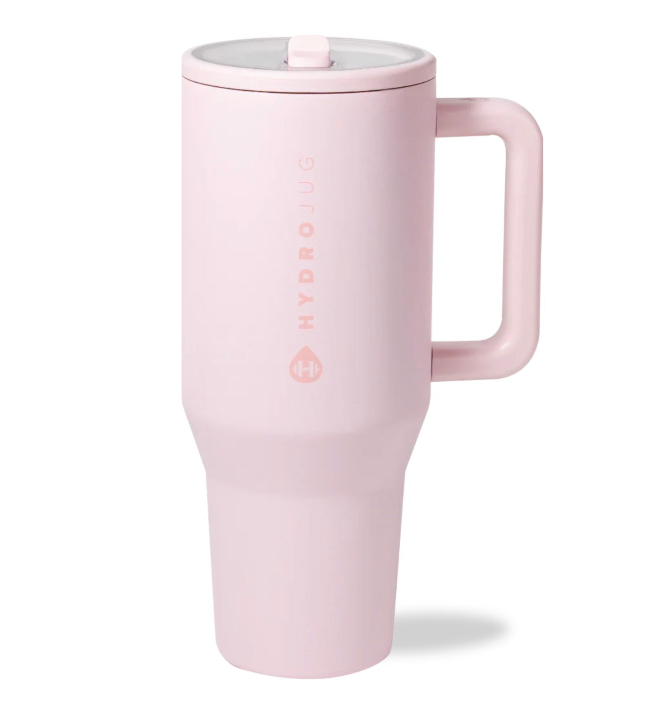 HydroJug pink insulated tumbler with handle and lid, 40 oz reusable water cup, aesthetic pastel drinkware for women