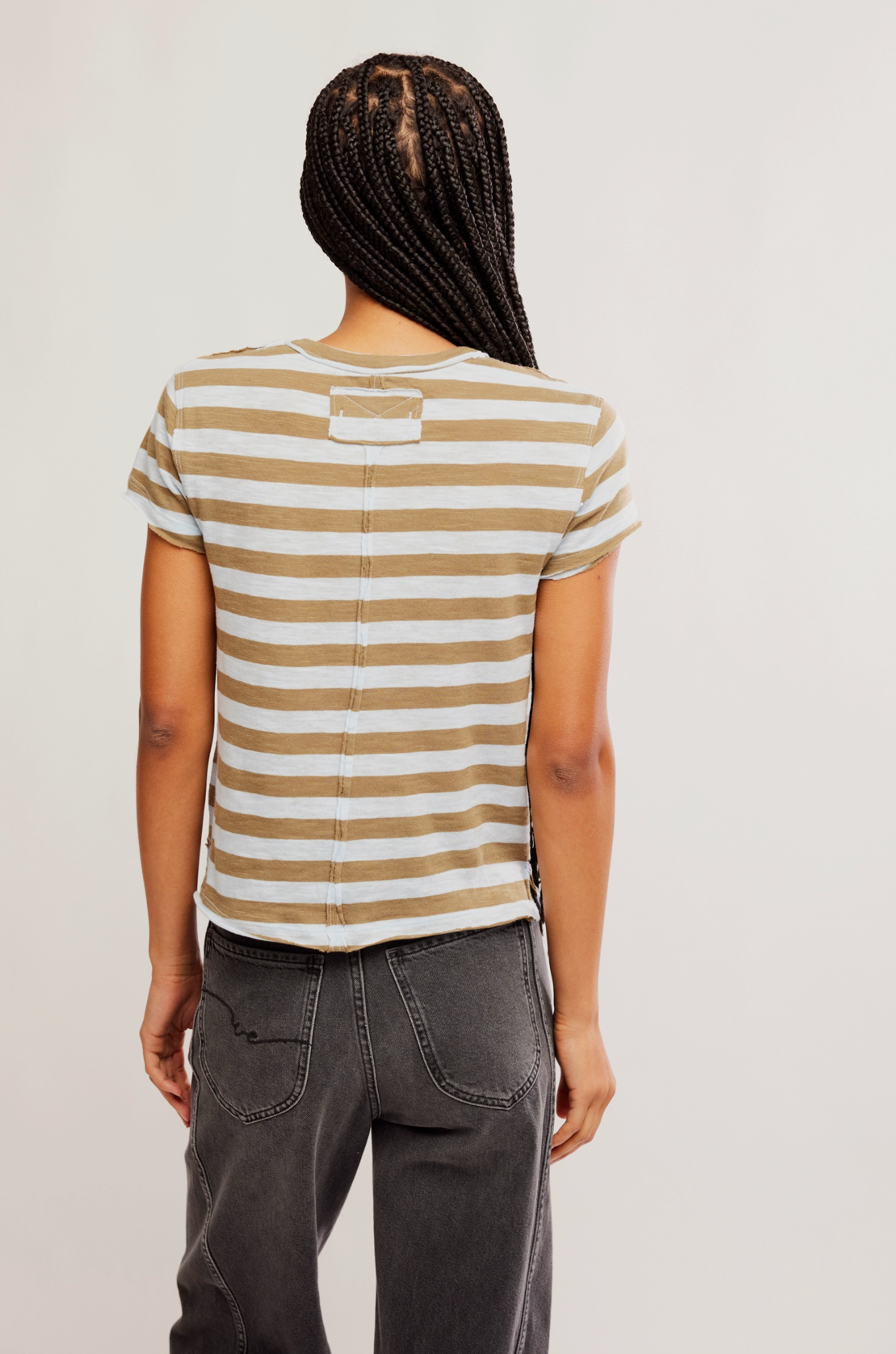 Free People - Nora Striped Tee - GREEN COMBO