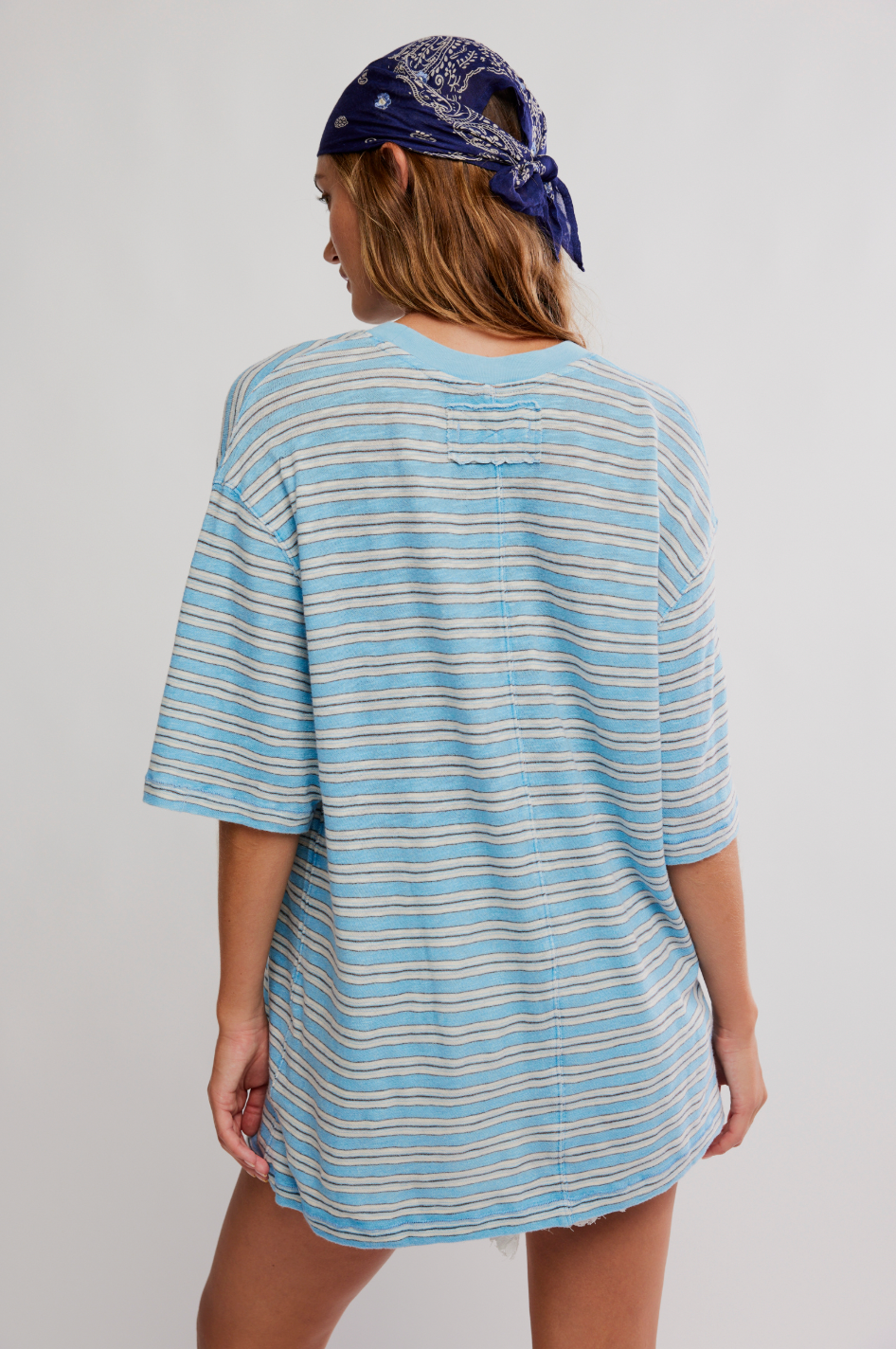 Free People - All Love Stripe Pocket Tee - BLISSFUL BLUE COMBO