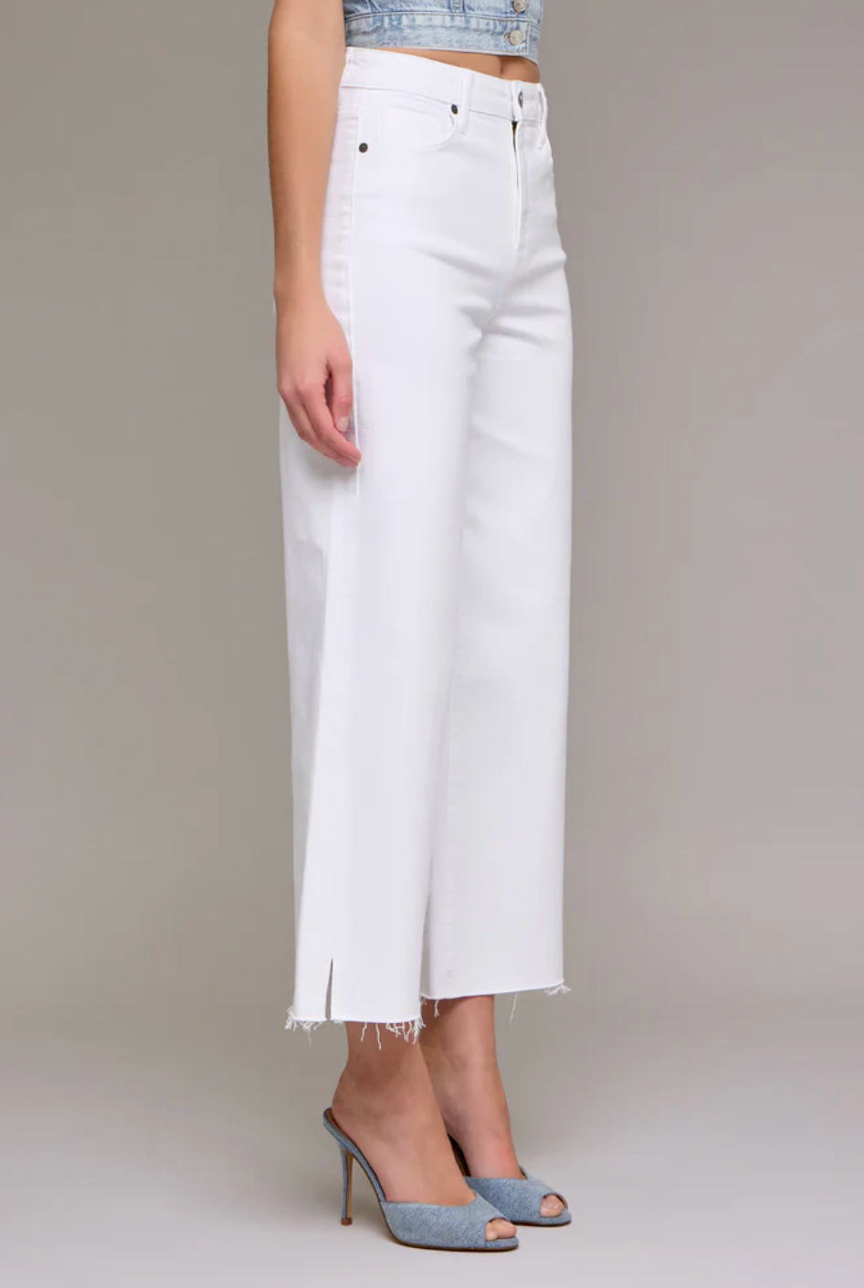 Hidden - Nori White Clean Cropped Wide Leg Jeans