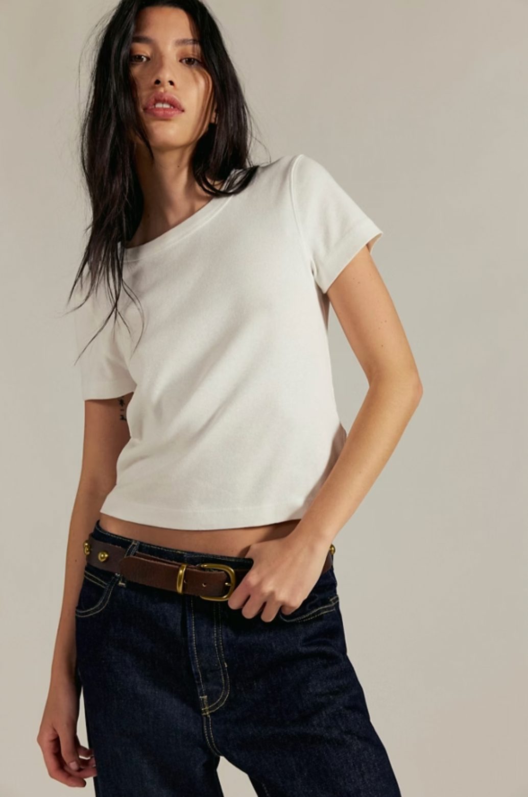 Free People - Atlas Cotton Crew Baby Tee - Clean Ivory