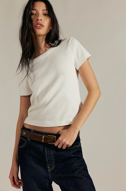 Free People - Atlas Cotton Crew Baby Tee - Clean Ivory