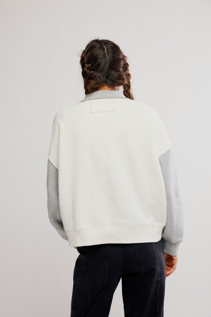 Free People - Timeless Colorblock Pullover - HEATHER GREY COMBO