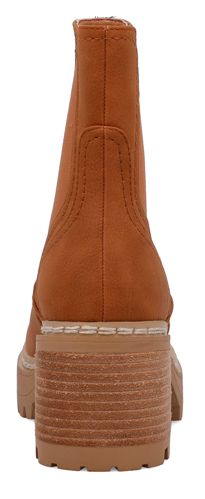MIA Torren Cognac Platform Boots - Chunky Lug Sole Chelsea Boot