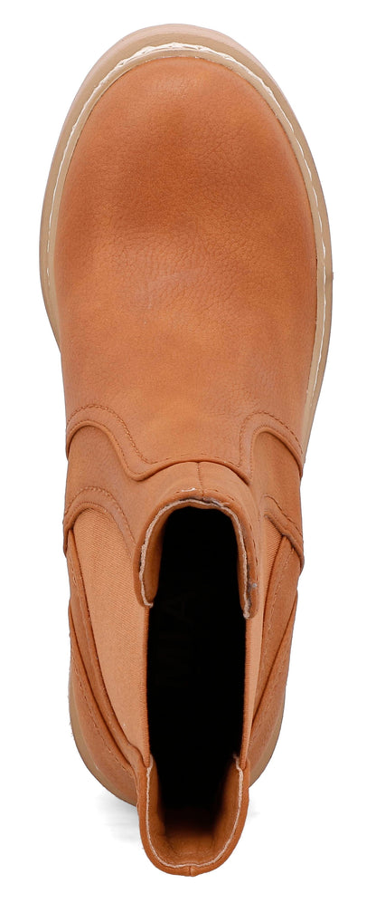 MIA Torren Cognac Platform Boots - Chunky Lug Sole Chelsea Boot