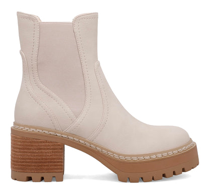 MIA Torren Boot in Ecru – Chunky Platform Lug Sole Chelsea Boot