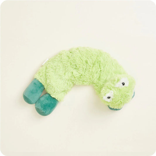 Warmies® plush frog wrap infused with calming French lavender, designed to be heated or chilled for soothing comfort, relaxation, and cozy relief for the neck and shoulders.