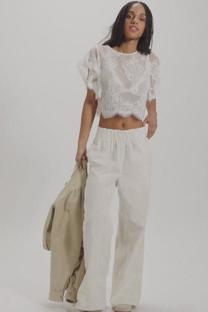 Free People-Day's End Linen Pull-On Pants-CLEAN IVORY