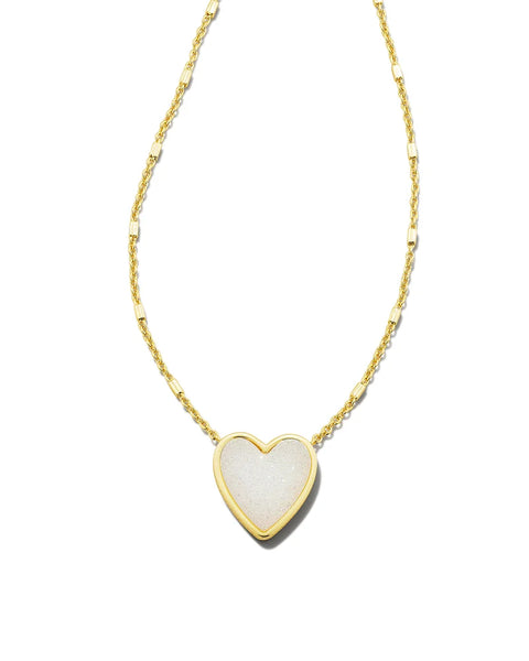 Kendra Scott - Heart Gold Pendant Necklace - Iridescent Drusy