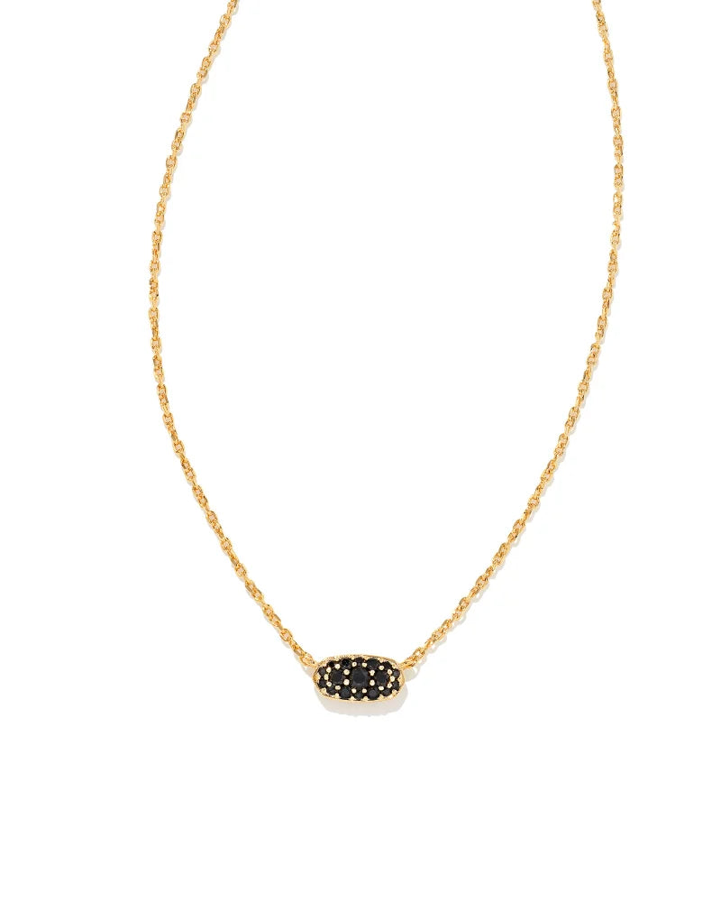 Kendra Scott- Grayson Gold Crystal Pendant Necklace- BLACK SPINEL