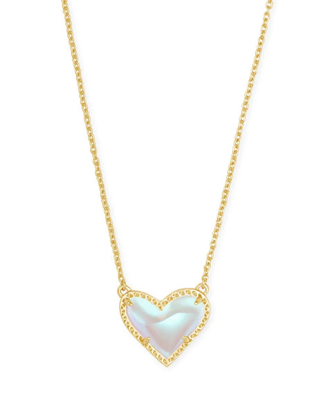 Kendra Scott- Ari Heart Gold Pendant Necklace- DICHROIC GLASS