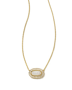 Kendra Scott - Baguette Elisa Gold Pendant Necklace in Iridescent Drusy