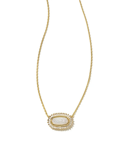 Kendra Scott - Baguette Elisa Gold Pendant Necklace in Iridescent Drusy