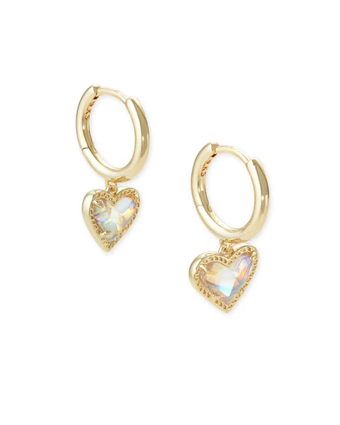 Kendra Scott - Ari Heart Gold Huggie Earrings - Dichroic Glass