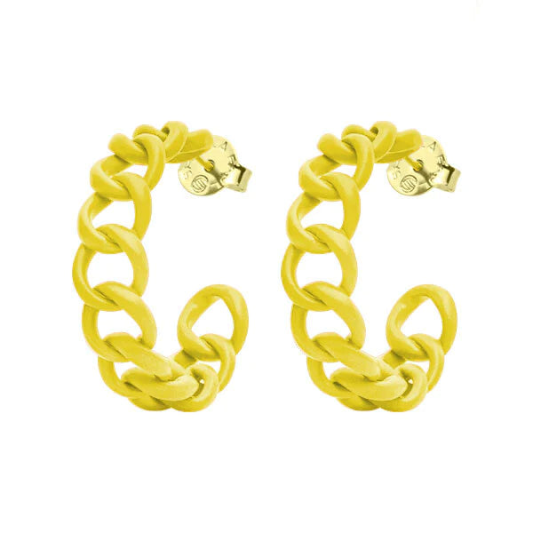 Sheila Fajl - Painted Petite Chain Hoops - YELLOW