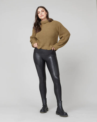 Spanx- Faux Leather Moto Leggings