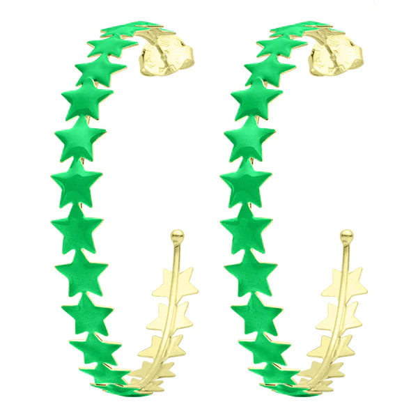 Sheila Fajl -Small Corona Star Hoops - GREEN RESIN
