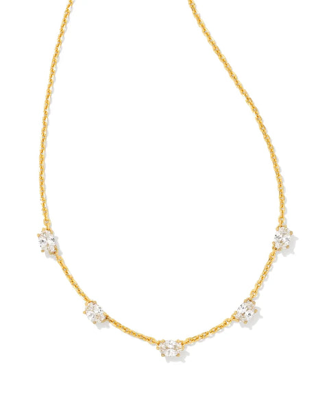 Kendra Scott - Cailin Gold Crystal Strand Necklace in White Crystal