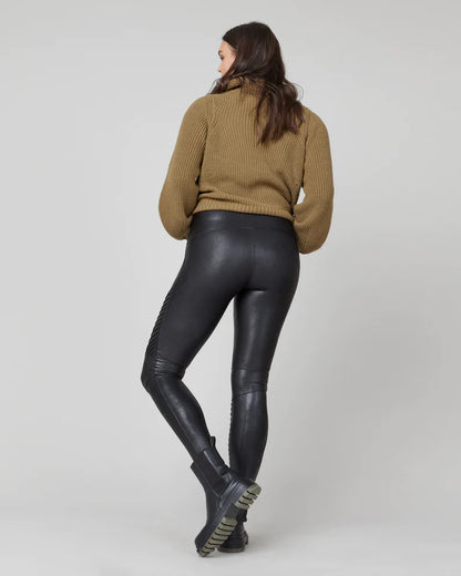 Spanx- Faux Leather Moto Leggings