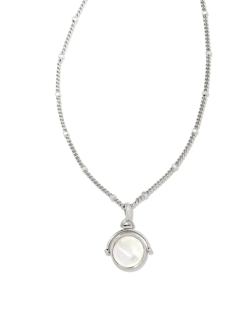 Kendra Scott- Dira SILVER Reversible Pendant Necklace in Ivory Mother-of- Pearl