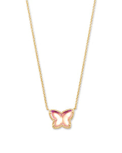 Kendra Scott -Lillia Butterfly Pendant Necklace - Blush Dichroic Glass