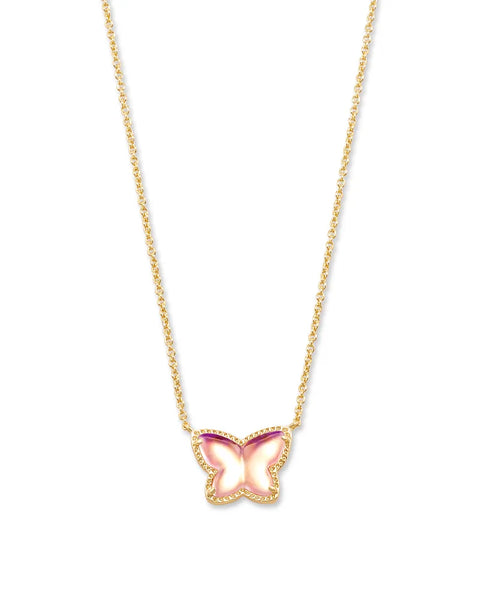 Kendra Scott -Lillia Butterfly Pendant Necklace - Blush Dichroic Glass